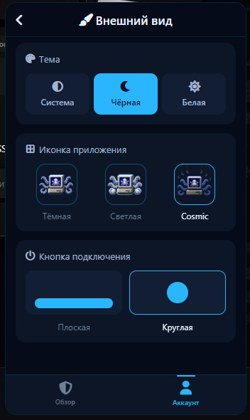 Настройки внешнего вида приложения